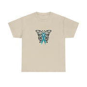 Butterfly Teal Ribbon Unisex Heavy Cotton Tee