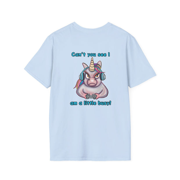 Busy Gaming Unicorn Unisex Softstyle T-Shirt