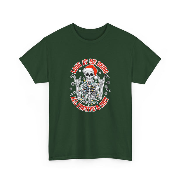 Festive Skeleton Unisex Heavy Cotton Tee