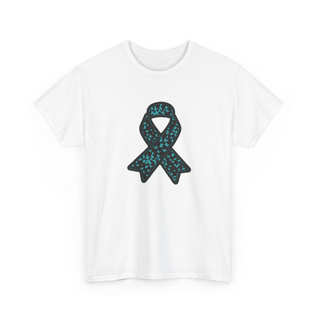 Ovarian Cancer Ribbon Unisex Heavy Cotton Tee