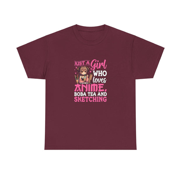 Anime, Boba, Sketching Unisex Heavy Cotton Tee