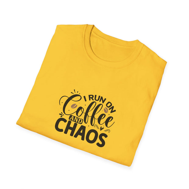 I Run on Coffee and Chaos Unisex Softstyle T-Shirt