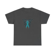 Butterfly Teal Ribbon Unisex Heavy Cotton Tee