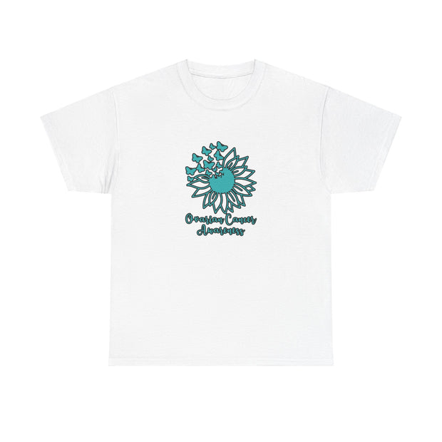 Ovarian Cancer Sunflower Unisex Heavy Cotton Tee