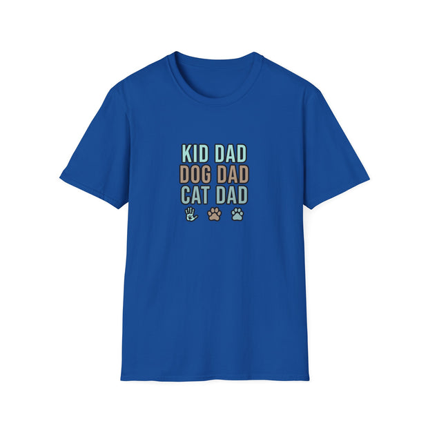 Kid, Dog, Cat Dad Unisex Softstyle T-Shirt