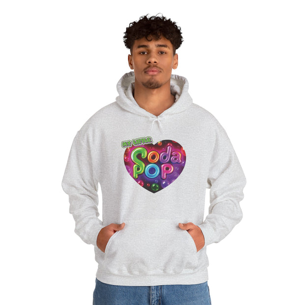 Soda Pop Heart Hoodie - Retro Unisex Sweatshirt for Fun Gatherings, Cozy Nights, Music Festivals, Unique Gifts & Casual Wear