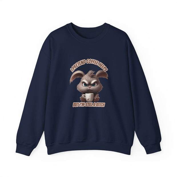 I Pretend that Coffee Helps Unisex Heavy Blend™ Crewneck Sweatshirt