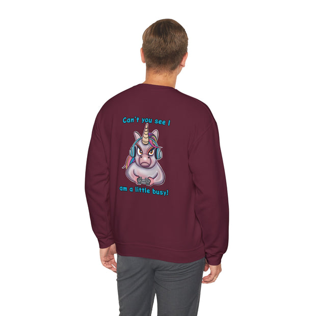 Busy Gaming Unicorn Unisex Heavy Blend™ Crewneck Sweatshirt