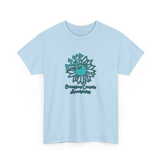 Ovarian Cancer Sunflower Unisex Heavy Cotton Tee