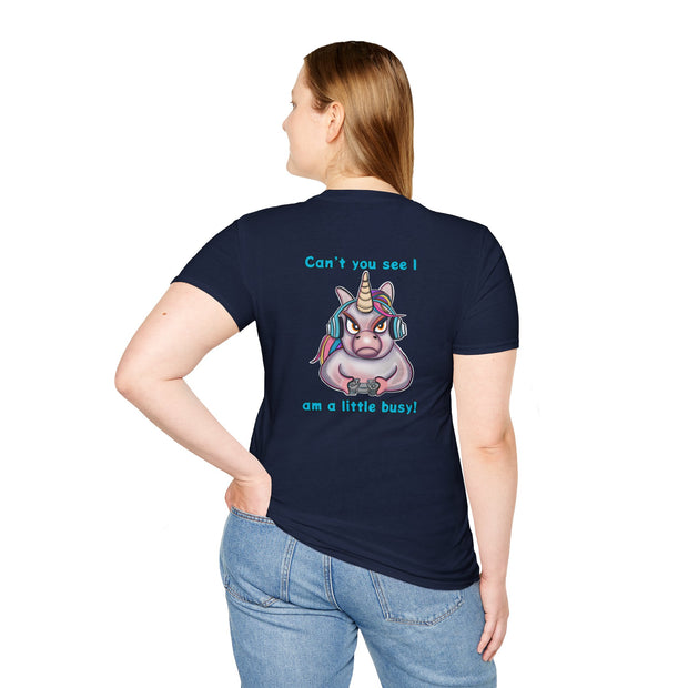 Busy Gaming Unicorn Unisex Softstyle T-Shirt