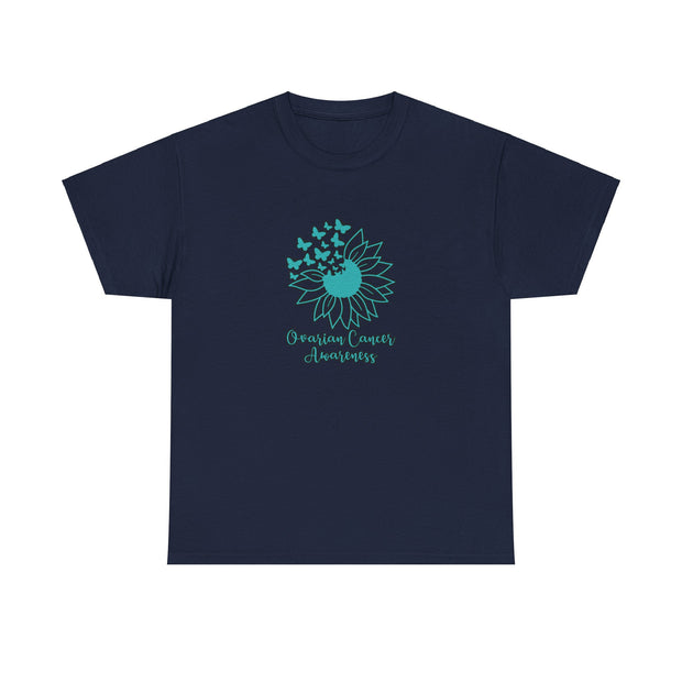 Ovarian Cancer Sunflower Unisex Heavy Cotton Tee