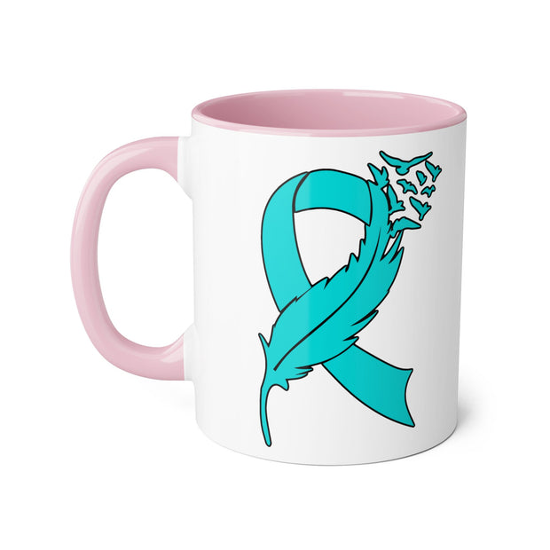 Ovarian Cancer Ribbon Accent Mugs, 11oz