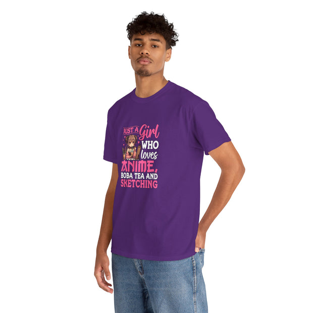 Anime, Boba, Sketching Unisex Heavy Cotton Tee