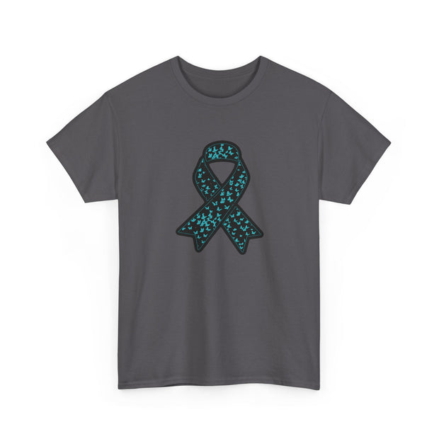 Ovarian Cancer Ribbon Unisex Heavy Cotton Tee