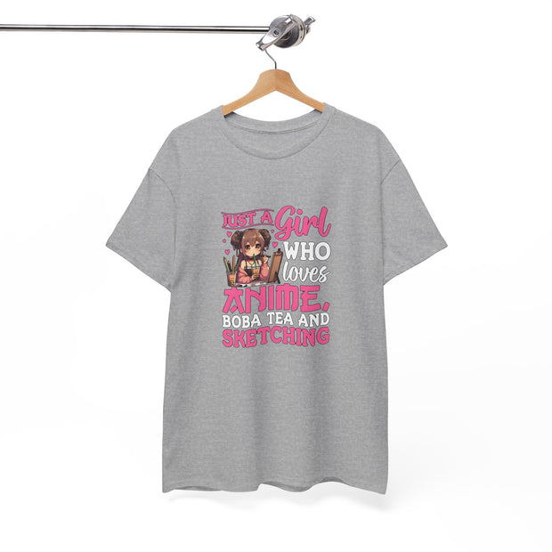Anime, Boba, Sketching Unisex Heavy Cotton Tee