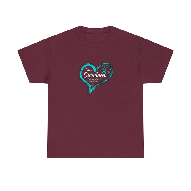 Ovarian Cancer Survivor Unisex Heavy Cotton Tee