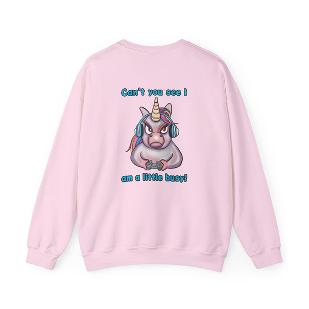 Busy Gaming Unicorn Unisex Heavy Blend™ Crewneck Sweatshirt