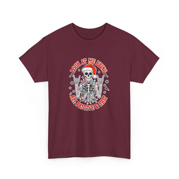 Festive Skeleton Unisex Heavy Cotton Tee