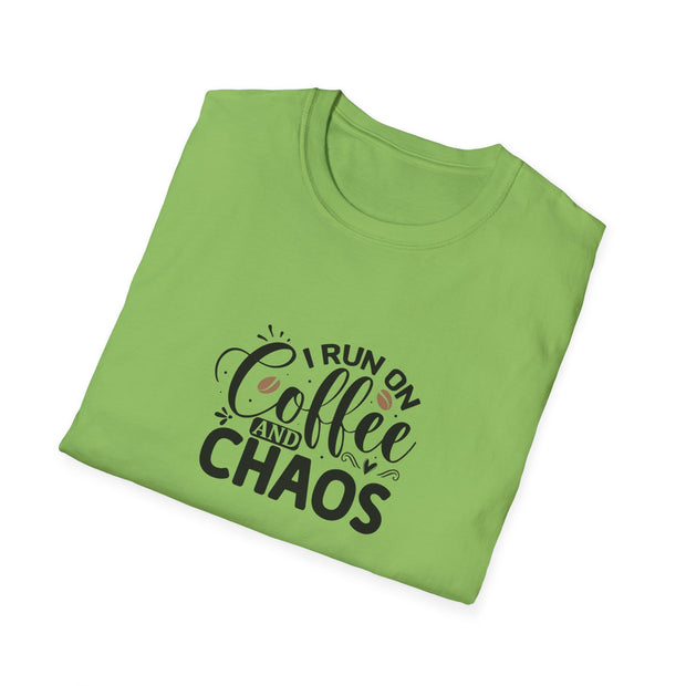 I Run on Coffee and Chaos Unisex Softstyle T-Shirt