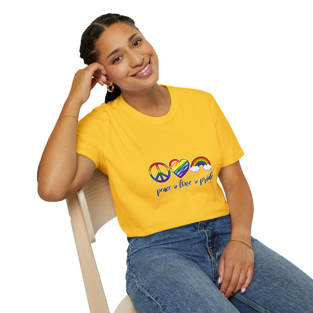 Peace Love and Pride Unisex Softstyle T-Shirt