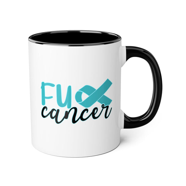 Fuck Cancer Accent Mugs, 11oz