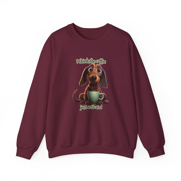Funny Coffee Dog Unisex Heavy Blend™ Crewneck Sweatshirt