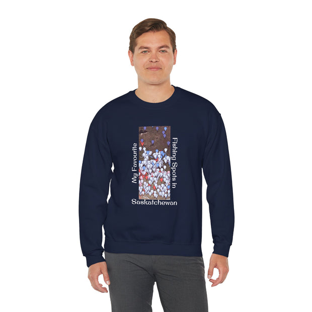Saskatchewan Fishing Spots Unisex Heavy Blend™ Crewneck Sweatshirt