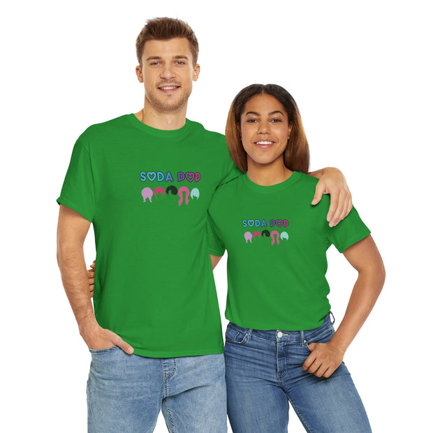 Colorful Soda Pop Unisex Heavy Cotton Tee | Fun Graphic Tee for All Occasions, Festival Apparel, Casual Wear, Gift Ideas, Summer Style
