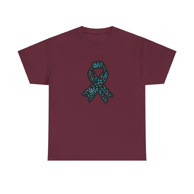 Ovarian Cancer Ribbon Unisex Heavy Cotton Tee