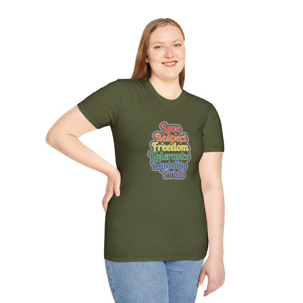 Love Respect Freedom Unisex Softstyle T-Shirt