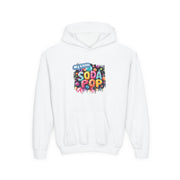 Youth Soda Pop Hooded Sweatshirt, Cute Sweatshirt, Gift for Kids, Fun Hoodie, Colorful Graphic Sweatshirt