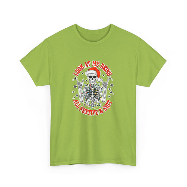 Festive Skeleton Unisex Heavy Cotton Tee