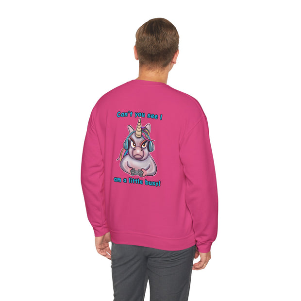 Busy Gaming Unicorn Unisex Heavy Blend™ Crewneck Sweatshirt