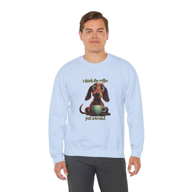 Funny Coffee Dog Unisex Heavy Blend™ Crewneck Sweatshirt