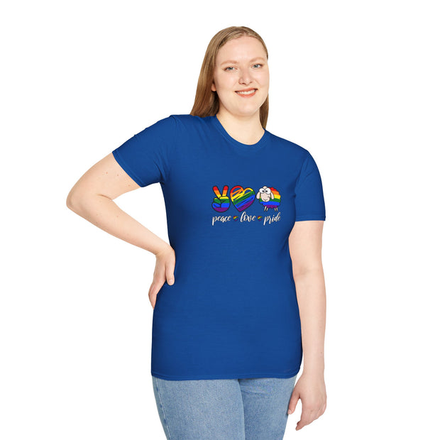 Peace Love and Pride Unisex Softstyle T-Shirt