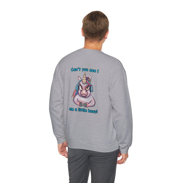 Busy Gaming Unicorn Unisex Heavy Blend™ Crewneck Sweatshirt