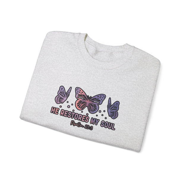 He Restores Faith Unisex Heavy Blend™ Crewneck Sweatshirt