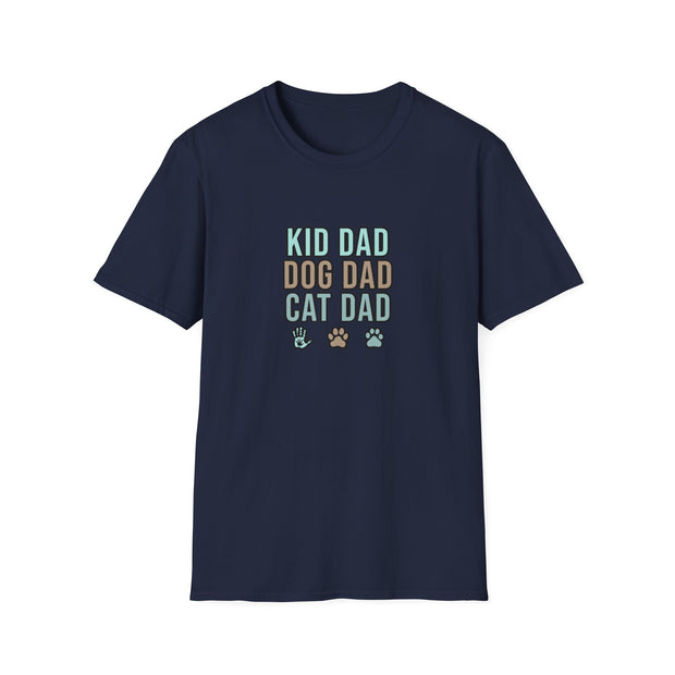 Kid, Dog, Cat Dad Unisex Softstyle T-Shirt
