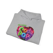 Soda Pop Heart Hoodie - Retro Unisex Sweatshirt for Fun Gatherings, Cozy Nights, Music Festivals, Unique Gifts & Casual Wear