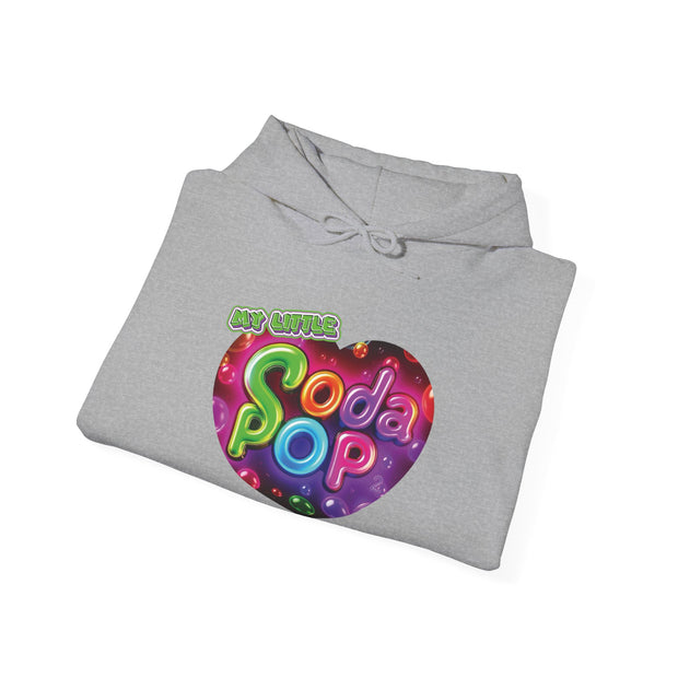 Soda Pop Heart Hoodie - Retro Unisex Sweatshirt for Fun Gatherings, Cozy Nights, Music Festivals, Unique Gifts & Casual Wear
