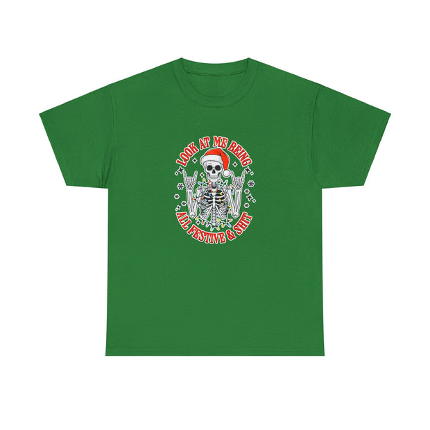 Festive Skeleton Unisex Heavy Cotton Tee