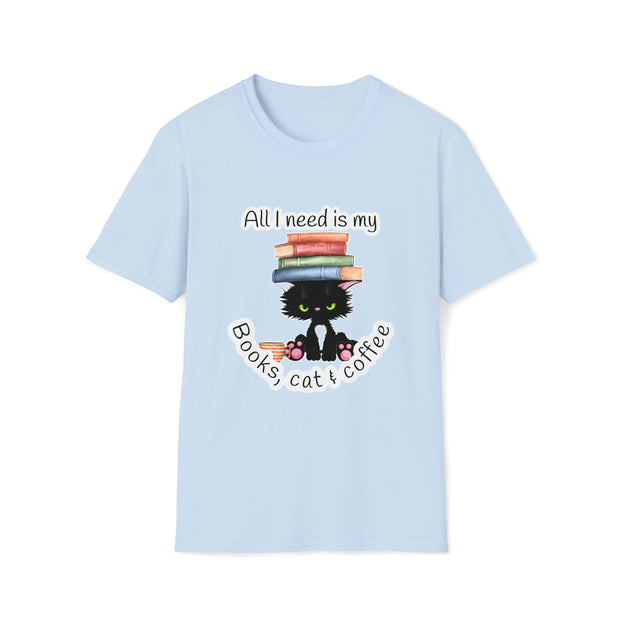 Books, Cat & Coffee Unisex Softstyle T-Shirt