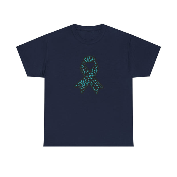 Ovarian Cancer Ribbon Unisex Heavy Cotton Tee