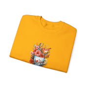 Tea Cup Flowers & Birds Unisex Heavy Blend™ Crewneck Sweatshirt