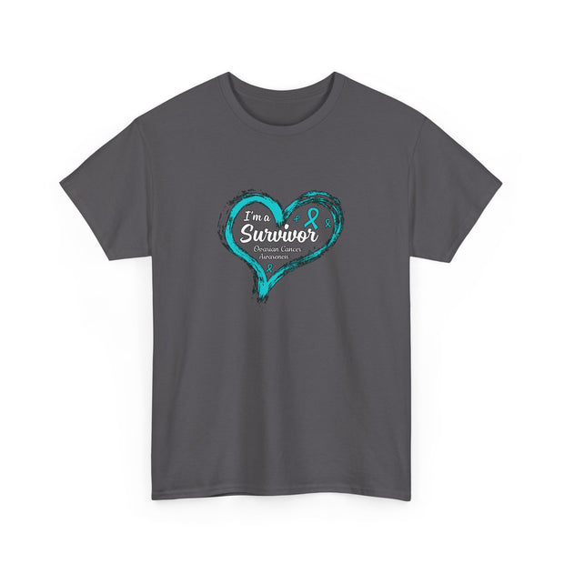 Ovarian Cancer Survivor Unisex Heavy Cotton Tee
