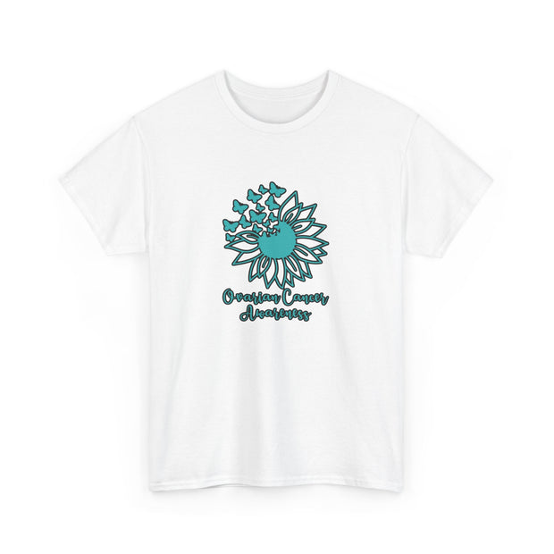 Ovarian Cancer Sunflower Unisex Heavy Cotton Tee