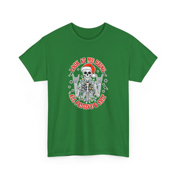 Festive Skeleton Unisex Heavy Cotton Tee