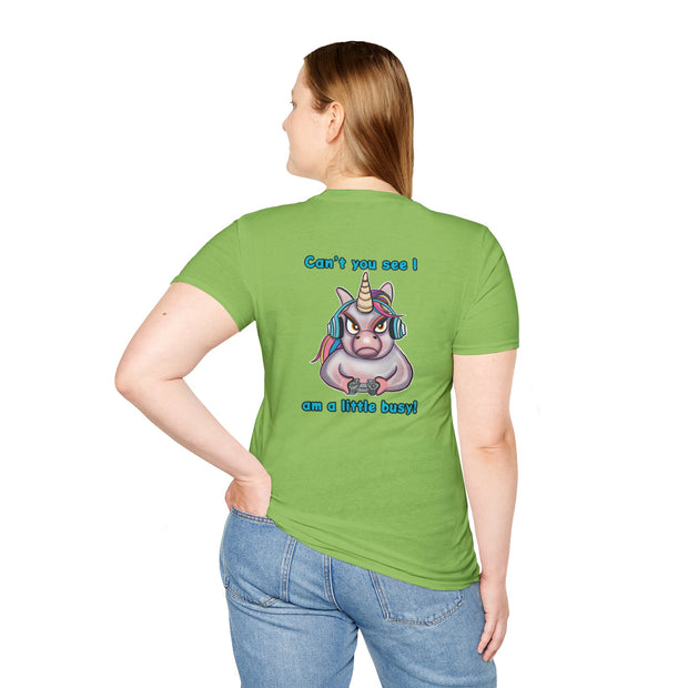 Busy Gaming Unicorn Unisex Softstyle T-Shirt