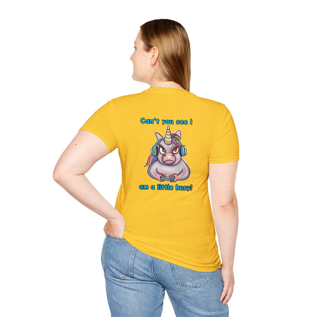 Busy Gaming Unicorn Unisex Softstyle T-Shirt