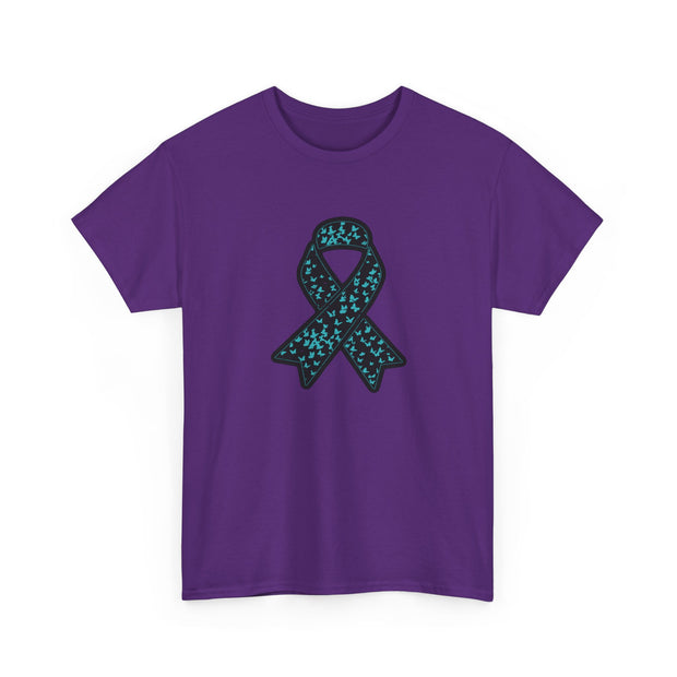Ovarian Cancer Ribbon Unisex Heavy Cotton Tee